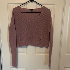 WILD FABLE Lavender Sparkly Cropped V-Neck Sweater Women's Medium